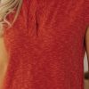 Women's Orange Solid Color Split V Neck Short Sleeve Sweater - Casual Chic - Image 9