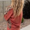 Plus Size Women's Redwood Burl Aztec Patchwork Drop Shoulder Sweatshirt - Image 12