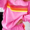 Women's Bonbon Striped Casual Pullover and Shorts Set - Image 3