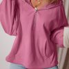 Women's Valerian Fleece Lined Half Zipper Hoodie with Kangaroo Pockets - Image 3