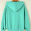 Women's Mint Green Drop Shoulder Half Zip Hoodie with Kangaroo Pocket - Image 5