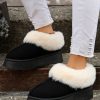 Women's Black Plush Suede Trim Thick Sole Flat Snow Boots for Ultimate Comfort - Image 3