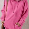 Women's Bonbon Pink Fleece Lined Chunky Hoodie with Kangaroo Pocket - Image 6