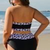 Plus Size Women's Black 2-Piece Leopard Patchwork High Waisted Swimsuit - Image 7