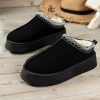 Women's Black Contrast Print Suede Plush Lined Snow Boots for Winter - Image 6