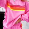 Women's Bonbon Striped Casual Pullover and Shorts Set - Image 2