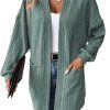 Women's Canton Textured Knit Cardigan with Side Pockets - Open Front Style - Image 14