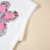 Women's White Floral Applique Notched V Neck Dolman Sleeve Top - Casual Summer Style - Image 9