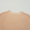 Women's Apricot Cable Knit Drop Shoulder Sweater with Side Slits - Image 6