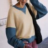 Women's Parchment Color Block Thumbhole Sleeve Drop Shoulder Sweatshirt - Image 3