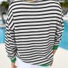 Women's Black Striped Long Sleeve Contrast Edge Top - Image 2