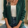 Women's Evergreen Ribbed Zip Up Front Drawstring Hoodie - Trendy and Comfortable - Image 3