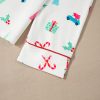 Women's White Christmas Print Lapel Sleep Shirt and Pants Set - Image 14