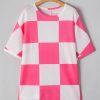 Women's Plus Size White Textured Checkerboard Round Neck T-Shirt - Casual Summer Style - Image 6