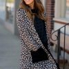 Women's Black Leopard Patched Pocket Open Front Cardigan - Image 10