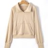 Women's Parchment Quarter Zip Stand Neck Kangaroo Pocket Sweatshirt - Image 5