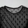 Women's Black Star Print Mesh Sheer Slim Long Sleeve Top for Night Out - Image 6