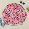 Women's Red Floral Print Ruffled Stitch Loose Fit Shirt - Image 8