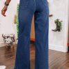 Women's Sail Blue Wide Leg Pocketed High Waist Jeans - Image 2