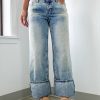 Women's Myosotis High Rise Button Zip Fly Medium Wash Jeans - Casual Wide Leg Denim - Image 3