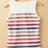 Women's Red Stripe Rainbow Sleeveless Round Neck Tank Top - Casual Summer Style - Image 9