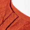 Women's Orange Solid Color Split V Neck Short Sleeve Sweater - Casual Chic - Image 16