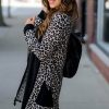 Women's Black Leopard Patched Pocket Open Front Cardigan - Image 8