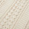 Women's White Hollow Out Knit Bracelet Sleeve Drop Shoulder Sweater - Image 9