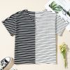 Women's Black Stripe Two Tone Colorblock V Neck T-Shirt - Chic and Casual Style - Image 14