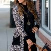 Women's Black Leopard Patched Pocket Open Front Cardigan - Image 7