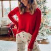 Women's Red Christmas Two Piece Lounge Set: Cozy Top and Pants Ensemble - Image 6