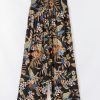 Women's Multicolour Floral Shirred High Waist Wide Leg Pants with Adjustable Tie - Image 9