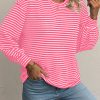 Women's Rose Stripe Long Sleeve Top with Round Neck and Drop Shoulder Design - Image 6