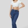 Women's Ashleigh Blue Stretchy Bootcut Jeans with Mid Waist Detail - Image 13