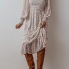 Women's White Floral Print Shirred Ruffled Hem Square Neck Midi Dress - Image 5