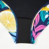 Women's Plus Size Blue Printed V Neck Wrap Knot Ruffled One Piece Swimwear - Image 24