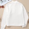 Women's White Zipped Neck Pullover Drop Shoulder Sweatshirt - Image 7