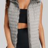 Women's Silvery Plush Collared Quilted Zipped Puffer Vest for Casual Layering - Image 7