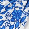 Women's Blue Floral Print High Waist Casual Shorts with Pocket and Front Knot Detail - Image 10