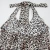 Women's Brown Leopard Printed Halter Neck Backless Maxi Dress with Ruffled Hem - Image 9