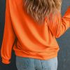 Women's Orange Thanksgiving GOBBLE Print Round Neck Pullover Sweatshirt - Image 3