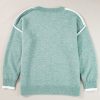 Women's Moonlight Jade Colorblock Contrasting Edge Crewneck Sweater - Stylish and Warm - Image 10