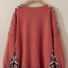 Plus Size Women's Redwood Burl Aztec Patchwork Drop Shoulder Sweatshirt - Image 17