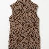 Women's Khaki Leopard Print V Neck Sleeveless Collared Mini Dress with Pockets - Image 8