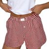 Women's Red Plaid Gingham High Waist Shorts with Elasticated Waistband - Image 13