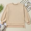 Women's Apricot Drop Shoulder Fleece Lined High Low Sweatshirt - Image 7