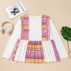 Women's White Western Aztec Print Patchwork Ruffled Tunic Long Sleeve Babydoll Top - Image 6