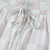 Chic Women's Beige Checkered V Neck Tee and Drawstring Shorts Lounge Set - Image 14