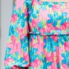 Plus Size Sky Blue Floral Allover Print Shirred Square Neck Maxi Dress - Image 3