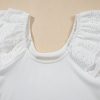 Women's White Eyelet Ruffle Sleeve Slim Fitted Top - Chic Summer Blouse - Image 20